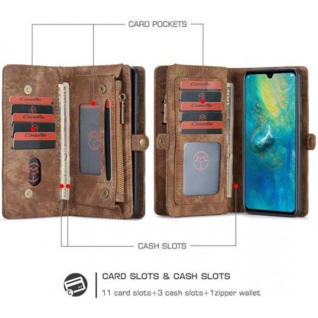CaseMe Vintage Wallet Case Hoesje Huawei Mate 20 - Bruin