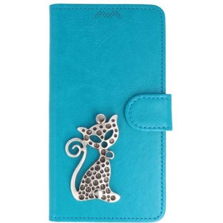 Samsung Galaxy J5 (2017) turquoise hoesje poesje zilver