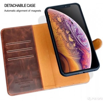 Puloka Apple iPhone 11 Pro Max Separable Wallet Case Boekhoesje en Back Cover in 1 ZWART