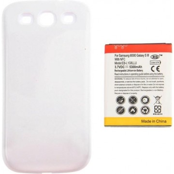 5300mAh NFC mobiele telefoon batterij & dekking achterdeur voor Galaxy S III / i9300 (wit)