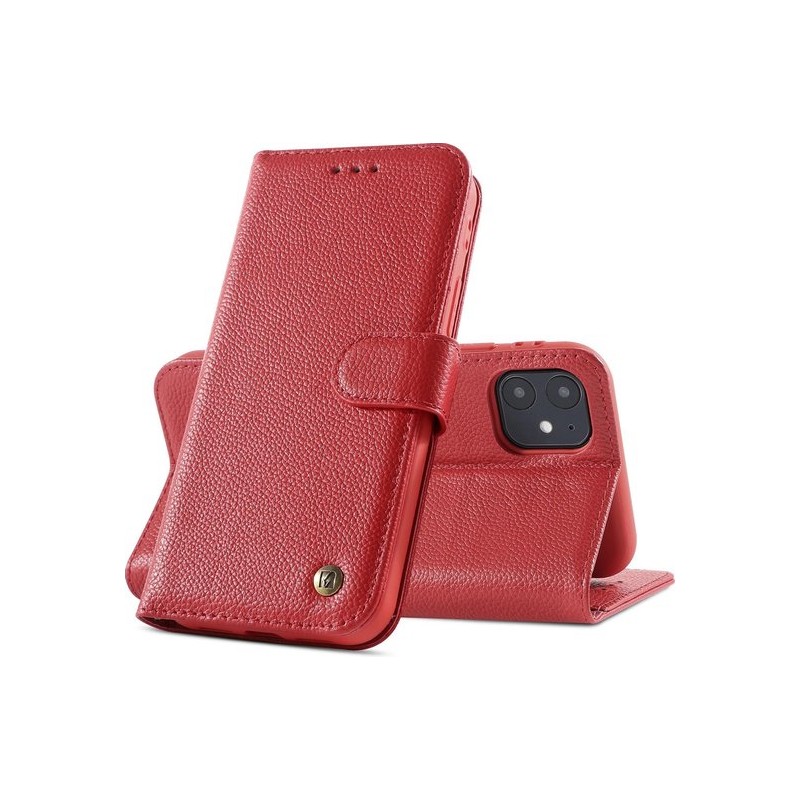 Echt Lederen Wallet Case Telefoonhoesje iPhone 12 Mini - Rood - Elektronica - telefoonshop.net 35% Korting!