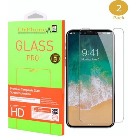 DrPhone 2x iPhone X/XS / iPhone 11 Pro Glas - Glazen Screen protector - Tempered Glass 2.5D 9H (0.26mm)