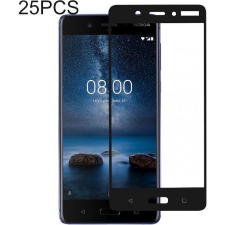 Let op type!! 25 stuks volledige lijm volledige cover Screen Protector gehard glas film voor Nokia 8