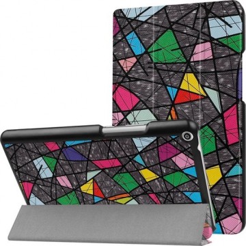 Huawei MediaPad T3 8.0 Kleur Veelhoekig patroon Horizontale vervorming Flip lederen tas met drievoudige houder