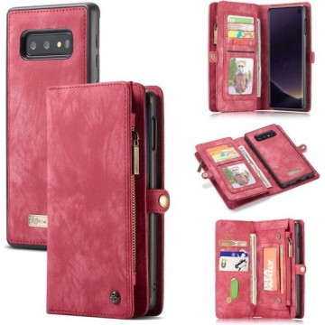 CASEME Samsung Galaxy S10e Luxe Leren Portemonnee Hoesje - met backcover (rood)