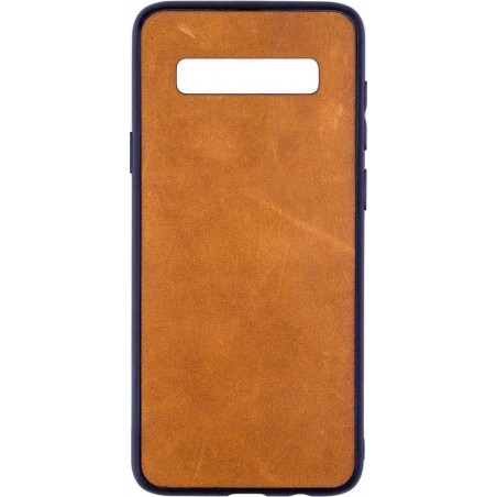 Leren Telefoonhoesje Samsung S10 PLUS- Bumper case - Cognac Bruin