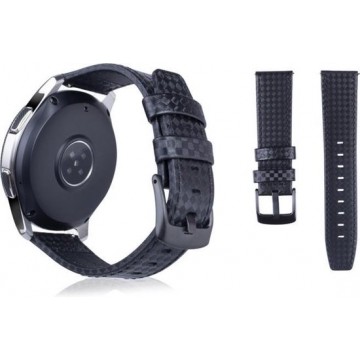 Let op type!! Carbon Fiber patroon Top-volnerf leder pols horloge Band voor Samsung Gear S3 22mm(Black)