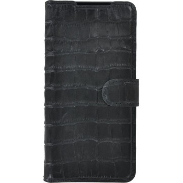 Samsung Galaxy S20 hoes Cover Wallet Bookcase Pearlycase Echt Leder hoesje Croco Zwart