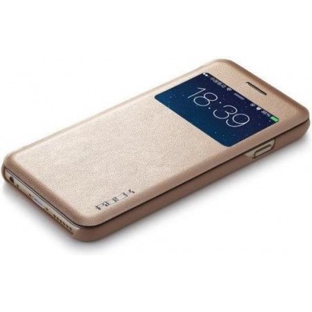 rock pu leren kijkvenster wallet iphone 6 s plus champagne goud