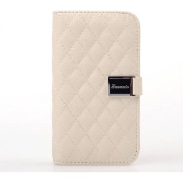 Schapenvacht Wallet case Leren Hoesje voor de iPhone 4 4S beige