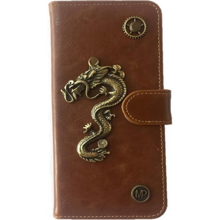 MP Case® PU Leder Mystiek design Bruin Hoesje voor Apple iPhone 6/6s (4.7) Draak Figuur book case wallet case