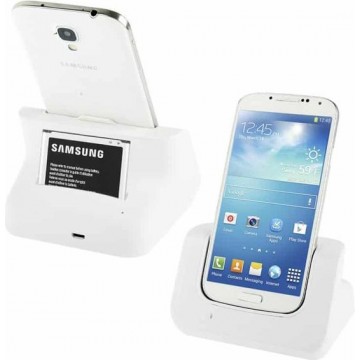 Desktop Dock Charger voor Galaxy S IV / i9500 en batterij (wit)