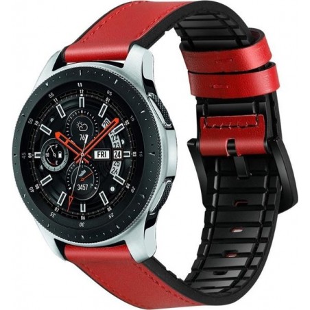 Let op type!! Voor het toepassen van Samsung Galaxy Watch Active 22mm leer en siliconen sport band (rood)