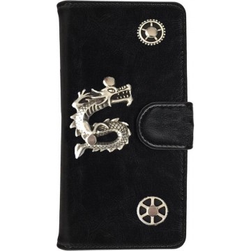MP Case® PU Leder Mystiek design Zwart Hoesje voor Huawei P8 Lite 2017 Draak Figuur book case wallet case