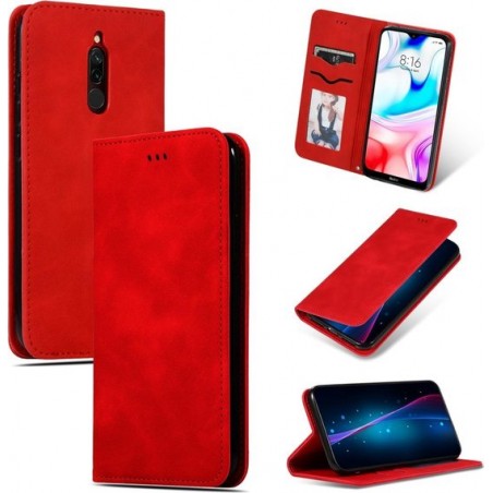 Voor Xiaomi Redmi 8 Retro Skin Feel Business Magnetische horizontale flip lederen tas (rood)