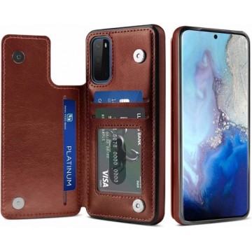 Wallet Case Samsung Galaxy S20 - bruin met Privacy Glas