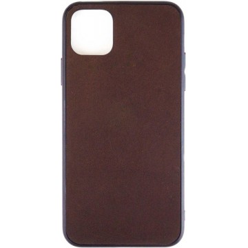 Leren Telefoonhoesje iPhone 11 Pro  Max – Bumper case - Chocolade Bruin