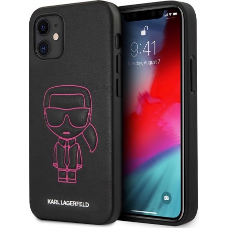 Karl Lagerfeld Apple iPhone 12 Mini Roze Backcover hoesje - Embossed