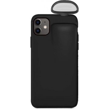 iPhone 11 hoesje met Airpods houder - zwart met Privacy Glas