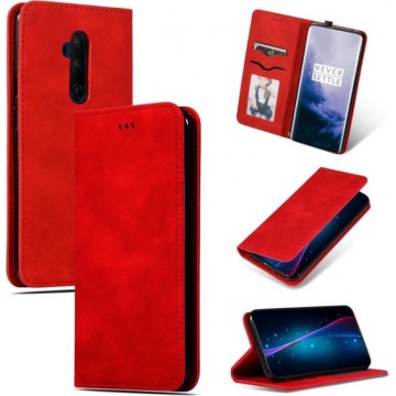 Voor OnePlus 7T Pro Retro Skin Feel Business Magnetische horizontale flip lederen tas (rood)