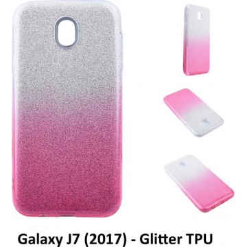 Kleurovergang Roze Glitter TPU Achterkant voor Samsung Galaxy J7 (2017) (J730F)