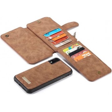 CaseMe 2 in 1 Zipper Wallet Hoes voor iPhone 11 Pro Bruin