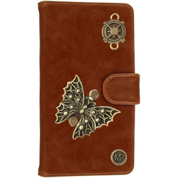 MP Case® PU Leder Mystiek design Bruin Hoesje voor Sony Xperia XZs Vlinder Figuur book case wallet case