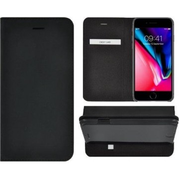 iPhone 6 Plus hoesje echt leer /iPhone 7 Plus/ iPhone 8 Plus Wallet bookcase met pasjeshouder Antiek Zwart Cover
