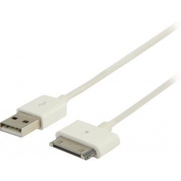 Valueline USB 2.0/30-pin, 1 m mobiele telefoonkabel Wit USB A Apple 30-pin