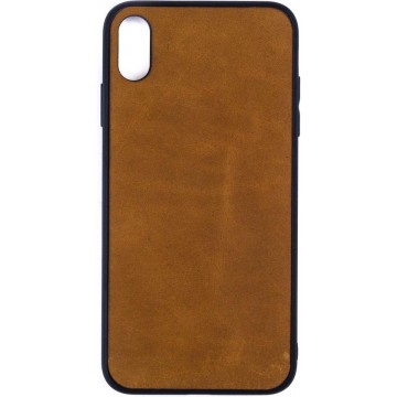 Leren Telefoonhoesje iPhone XS Max – Bumper case - Cognac Bruin