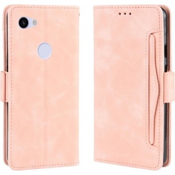 Wallet-stijl Skin Feel Calf Pattern lederen tas voor Google Pixel 3a XL, met aparte kaartsleuf (roze)