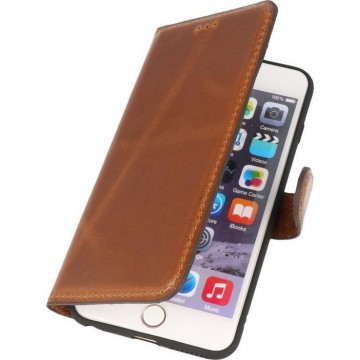 Handmade Echt Lederen Telefoonhoesje voor iPhone 8 Plus - Bruin