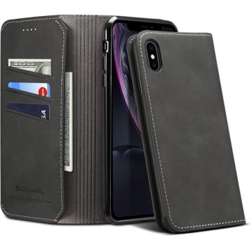 PU + TPU horizontale flip lederen tas met houder en kaartsleuven en portemonnee voor iPhone X / XS (zwart)