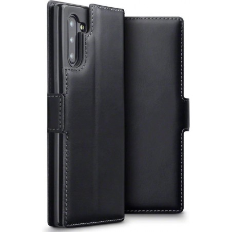 Qubits - lederen slim folio wallet hoes - Samsung Galaxy Note 10 - Zwart