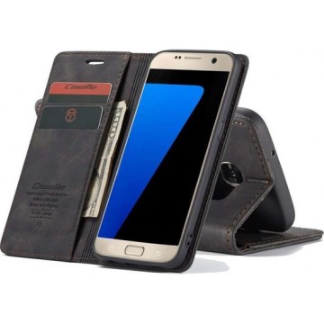 CASEME Samsung Galaxy S7 Edge Retro Wallet Case - Zwart