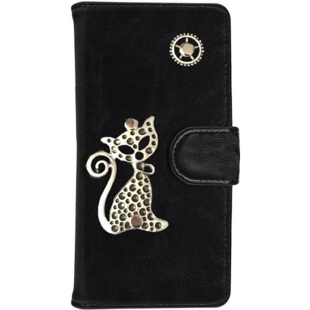MP Case® PU Leder Mystiek design Zwart Hoesje voor Samsung Galaxy S8 Kat Figuur book case wallet case