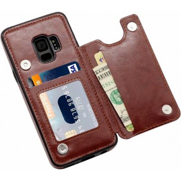 Wallet Case Samsung Galaxy S9 + gratis glazen Screenprotector - bruin