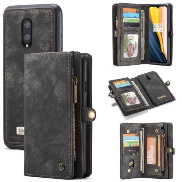 Caseme Vintage Wallet Case Hoesje OnePlus 7 - Zwart