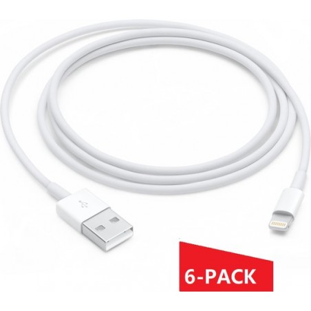 USB naar lightning kabel geschikt voor Iphone & Ipad - oplader kabel - lader - kabel - oplader - 6-PACK