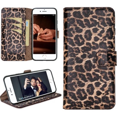 Bouletta Lederen Apple iPhone 7/8 Plus Hoesje - BookCase - Leopard