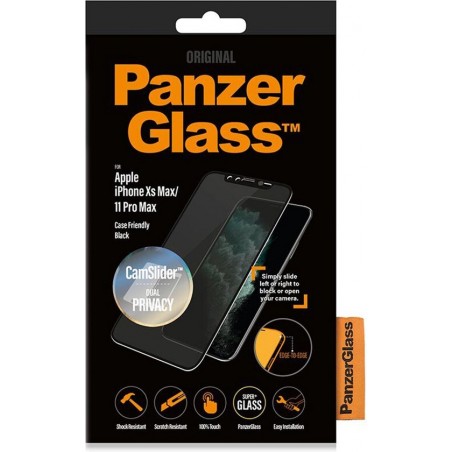 PanzerGlass CamSlider™ Privacy Screenprotector voor de iPhone 11 Pro Max / Xs Max