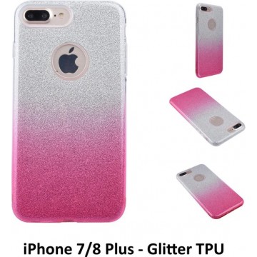Kleurovergang Roze Glitter TPU Achterkant voor Apple iPhone 7/8 Plus