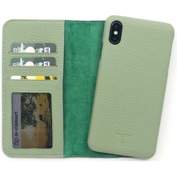 Dutchic Lederen Apple iPhone X / XS Hoesje (Tweedelige ontwerp: Book Case / Hardcase - II Matcha Green)