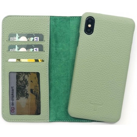 Dutchic Lederen Apple iPhone X / XS Hoesje (Tweedelige ontwerp: Book Case / Hardcase - II Matcha Green)
