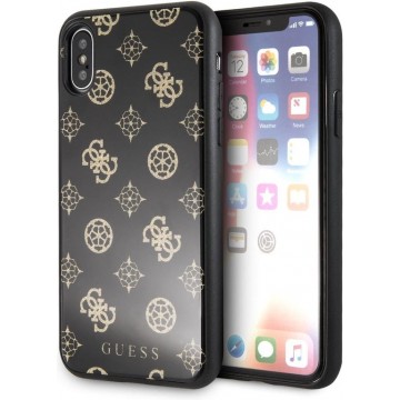 GUESS Double Layer Glitter Backcover Hoesje iPhone XS / X - Zwart