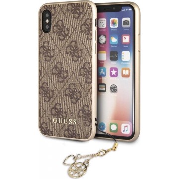 Guess 4G Charms Backcover Hoesje voor Apple iPhone X / Xs (5,8'') - Bruin