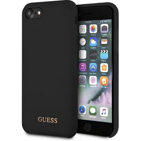 GUESS Siliconen Backcover Hoesje iPhone 8 / 7 / SE (2020) / 6S / 6 - Zwart