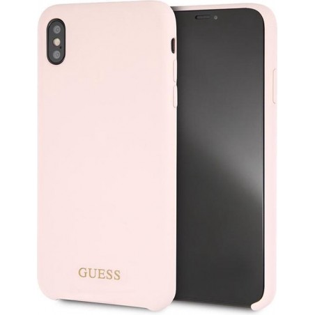 Guess Backcover hoesje Roze - Soft Touch - iPhone Xs Max - Siliconen rand