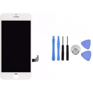 iPhone 7 Scherm wit - voorgemonteerd - makkelijk over te zetten - met screenprotector & siliconen hoesje