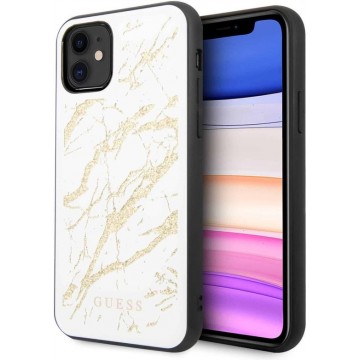 GUESS Marble Glass Backcover Hoesje voor Apple iPhone 11 - Wit